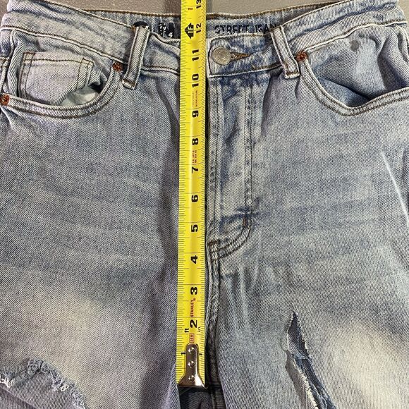 S.O.N.G. STREET Denim Jeans Wide Leg Button Fly Distressed Ripped Women 7 Blue - Picture 5 of 8